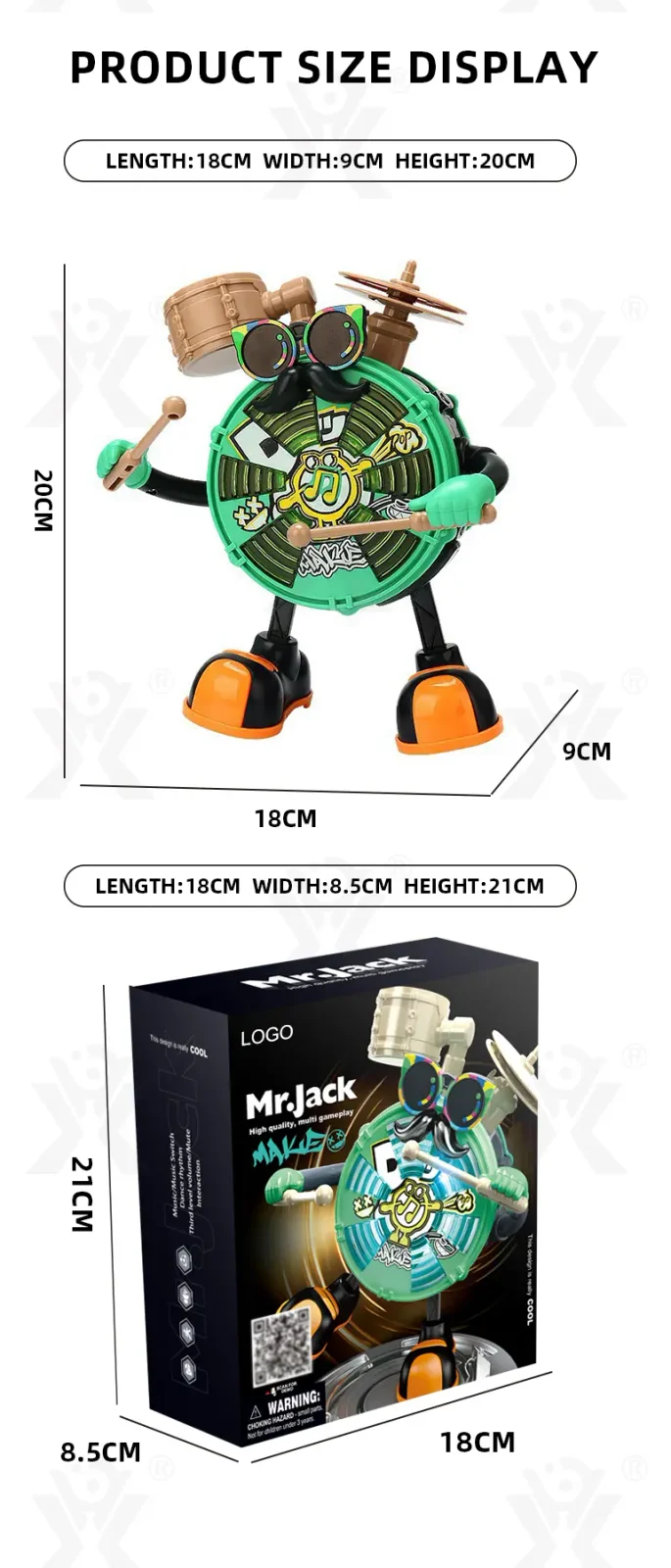 Baby Dancing Drum Instrument Electric Music Robot Toy (TB-4420044) — illustrated product details, panel 7