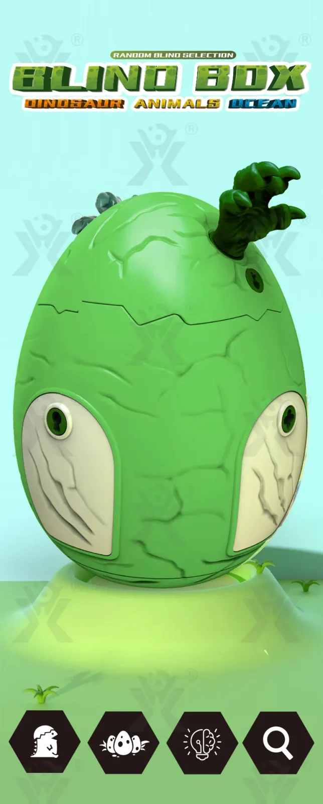 Articulated Dinosaur Egg Surprise Blind Box (TB-5103219) — illustrated product details, panel 1