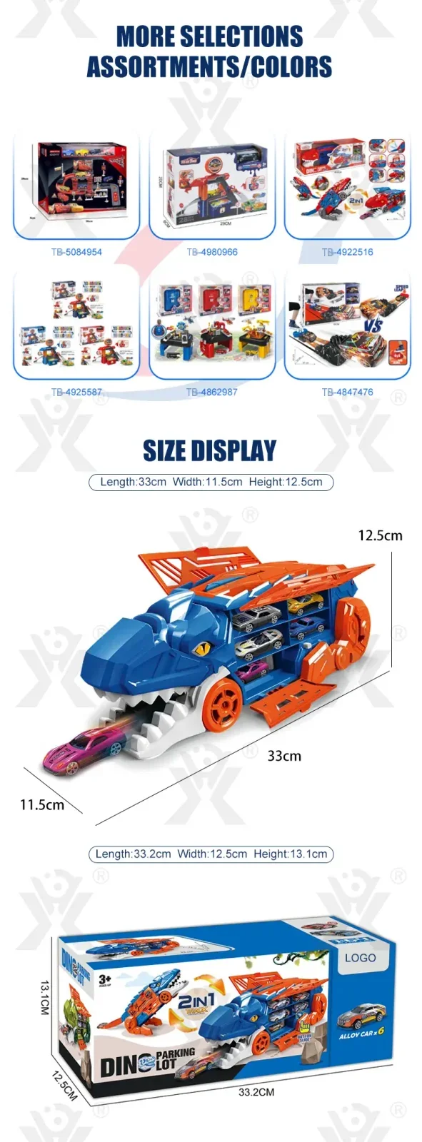 Dinosaur Alloy Catapult Toy with 6 Die-Cast Cars (TB-4526041) — illustrated product details, panel 5