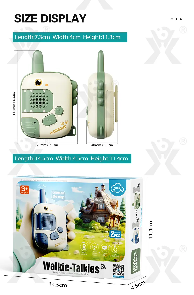 Dinosaur Walkie Talkies, 300M Range (TB-4533447) — illustrated product details, panel 8