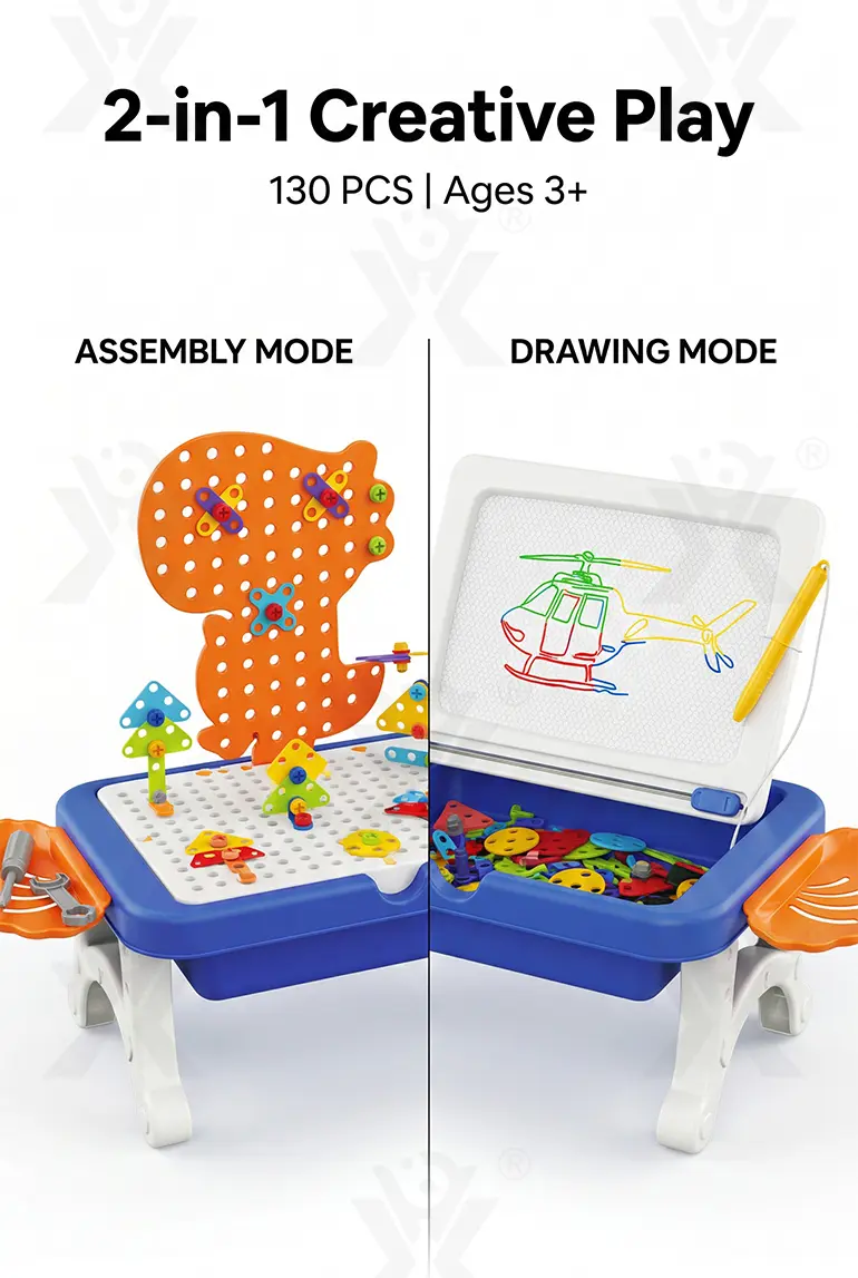 Educational Construction Table Toy & Magnetic Drawing Board (TB-5127134) — illustrated product details, panel 2