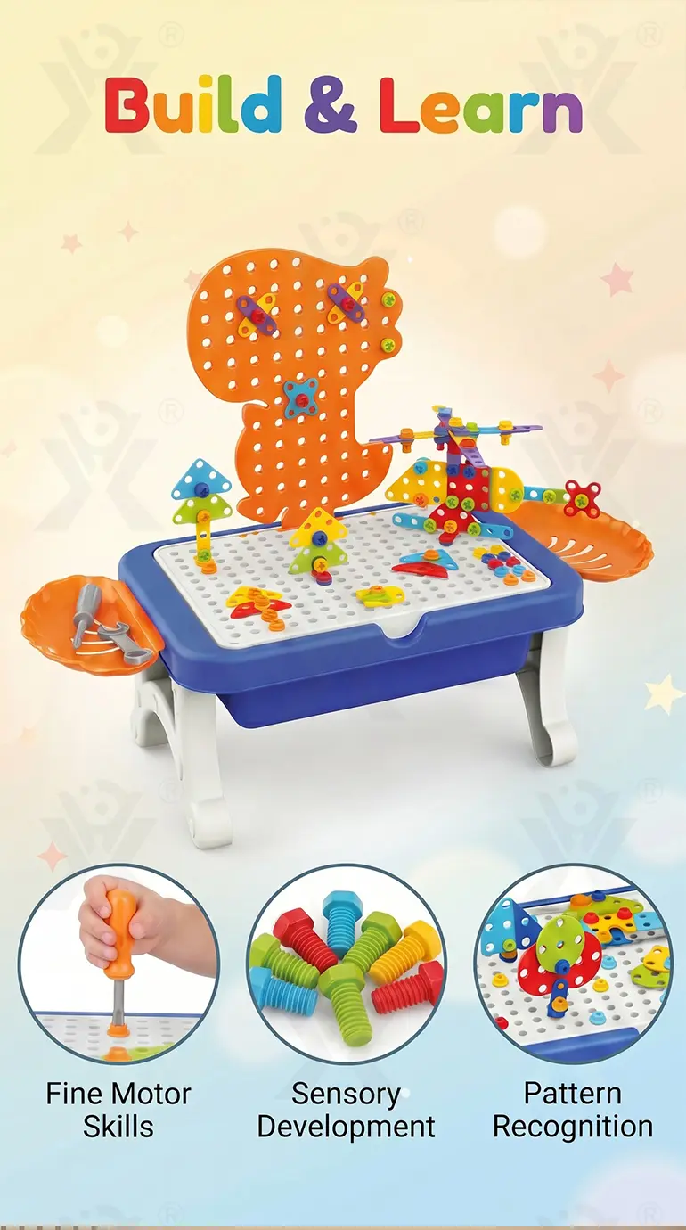 Educational Construction Table Toy & Magnetic Drawing Board (TB-5127134) — illustrated product details, panel 5