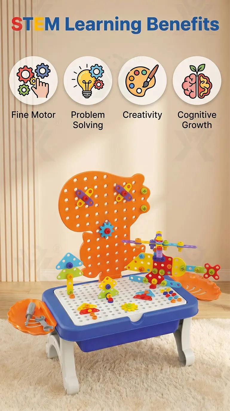 Educational Construction Table Toy & Magnetic Drawing Board (TB-5127134) — illustrated product details, panel 6