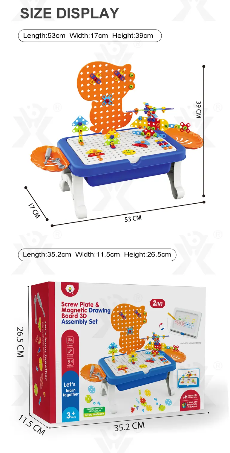 Educational Construction Table Toy & Magnetic Drawing Board (TB-5127134) — illustrated product details, panel 9