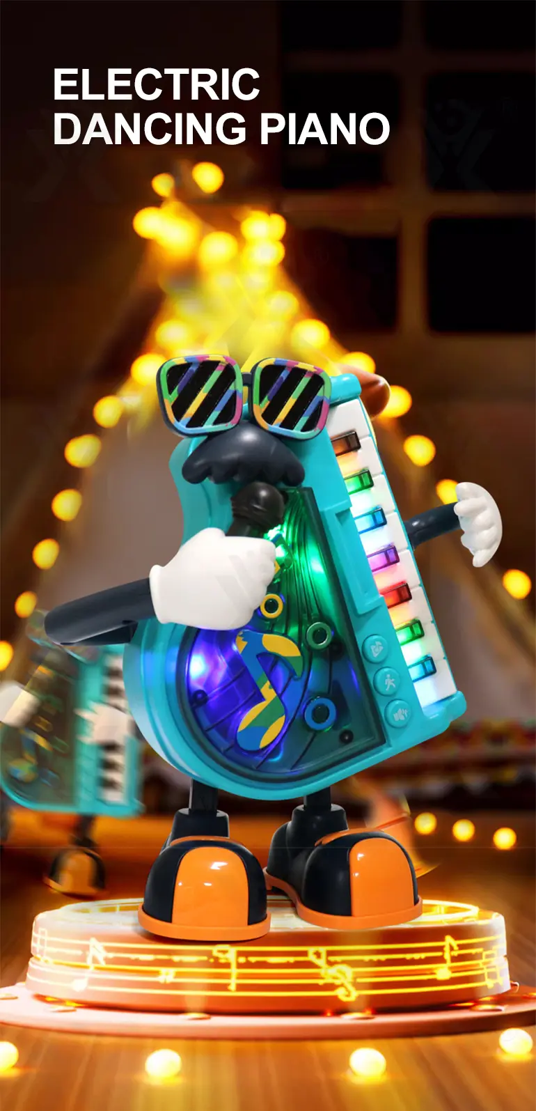 Kids Electric Dancing Piano Toy, Interesting and Funny (TB-4420043) — illustrated product details, panel 1