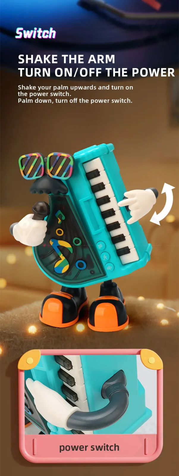 Kids Electric Dancing Piano Toy, Interesting and Funny (TB-4420043) — illustrated product details, panel 4
