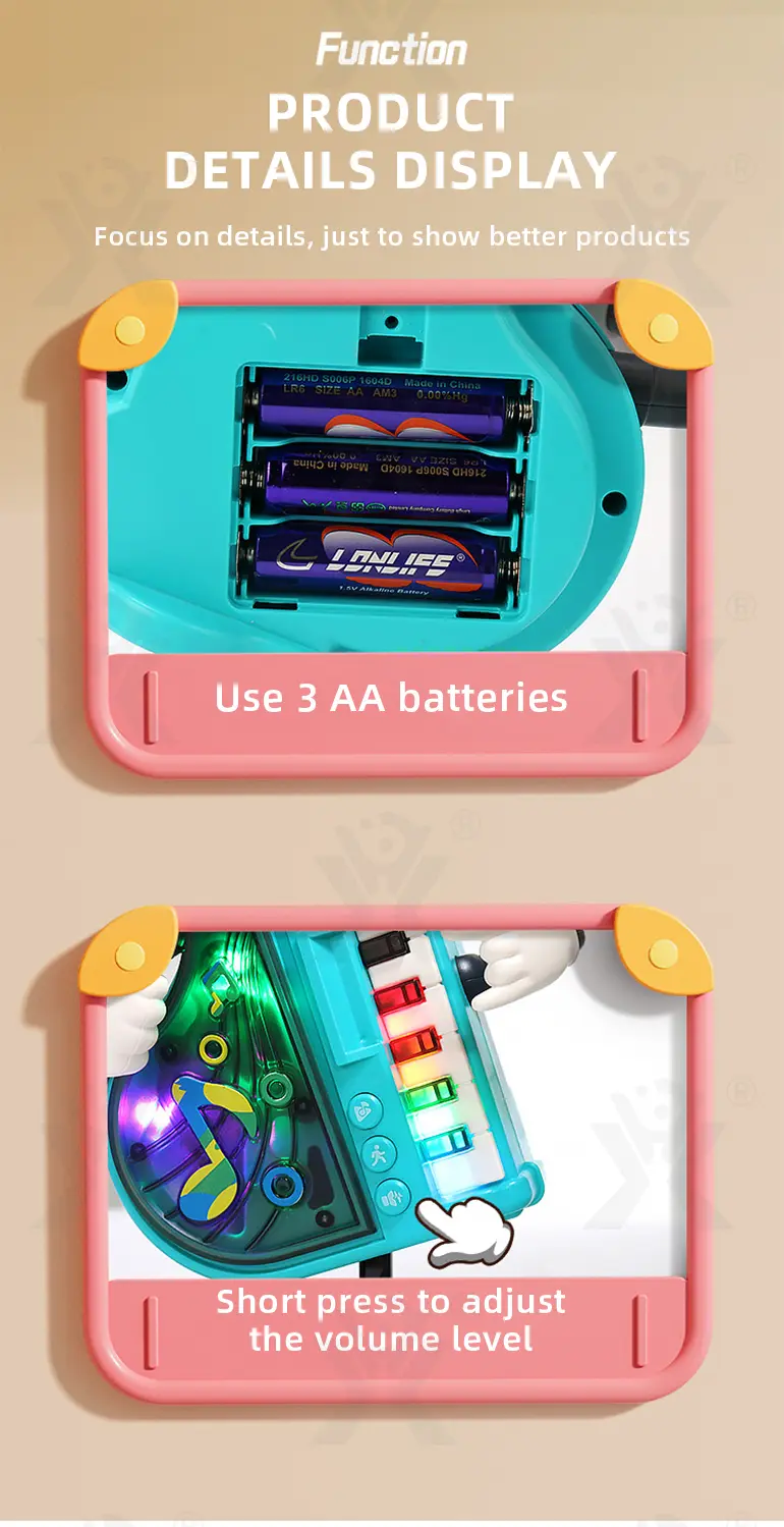 Kids Electric Dancing Piano Toy, Interesting and Funny (TB-4420043) — illustrated product details, panel 6