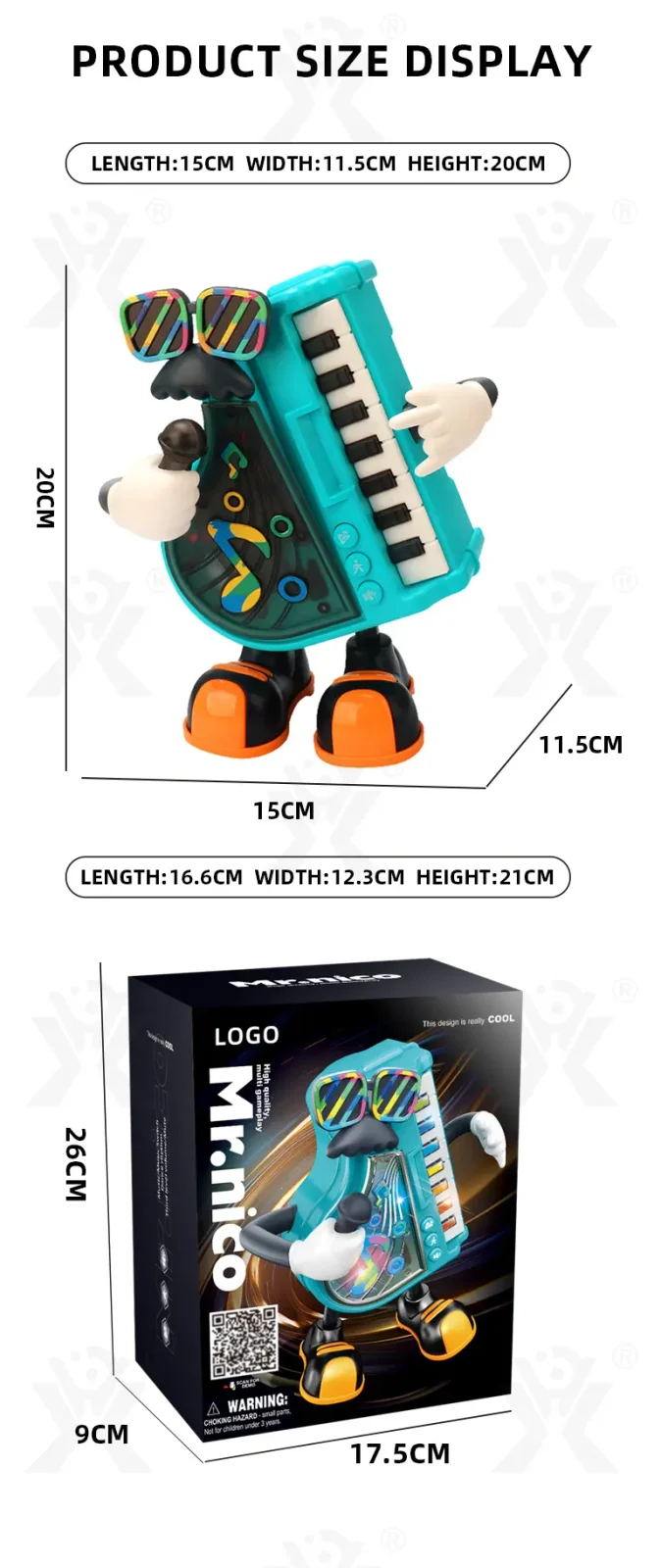 Kids Electric Dancing Piano Toy, Interesting and Funny (TB-4420043) — illustrated product details, panel 8