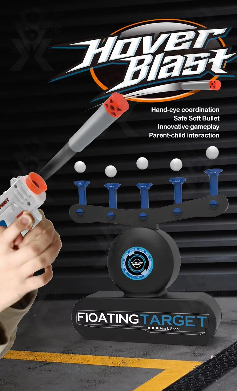 Floating Target Shooting Toy, Foam Ball Launcher Gun (TB-1410267) — illustrated product details, panel 1