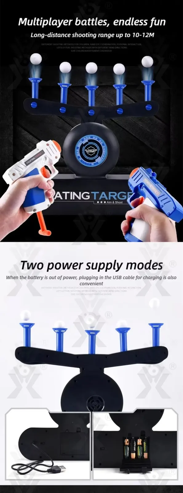 Floating Target Shooting Toy, Foam Ball Launcher Gun (TB-1410267) — illustrated product details, panel 3
