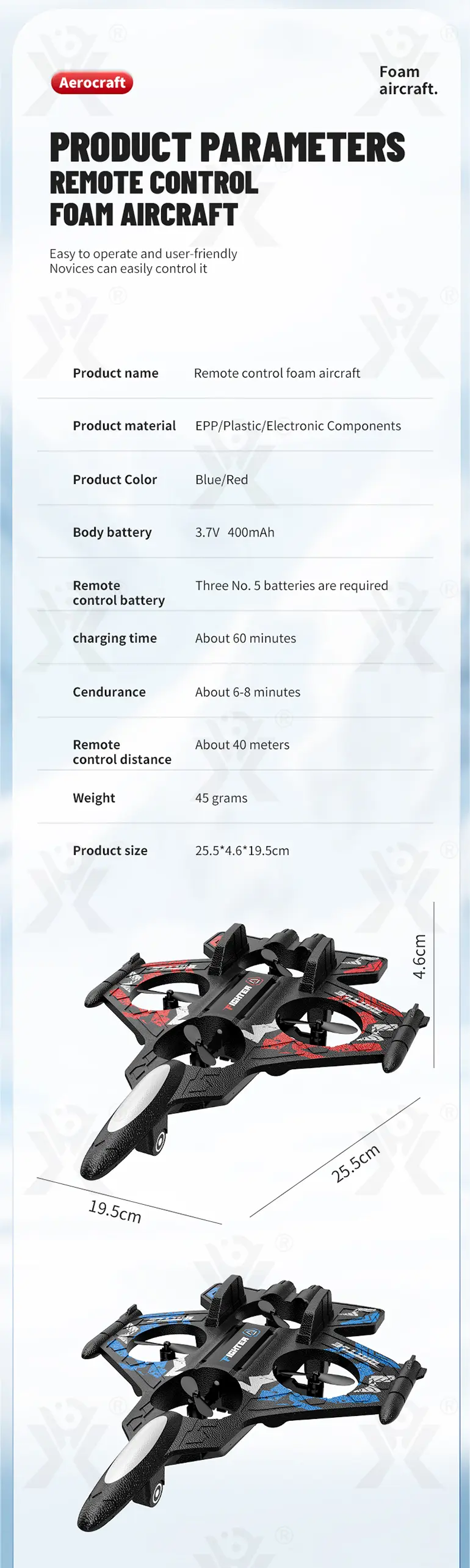 Foam RC Airplane, Bulk Fighter Jet Toy Supply (TB-5003518) — illustrated product details, panel 10