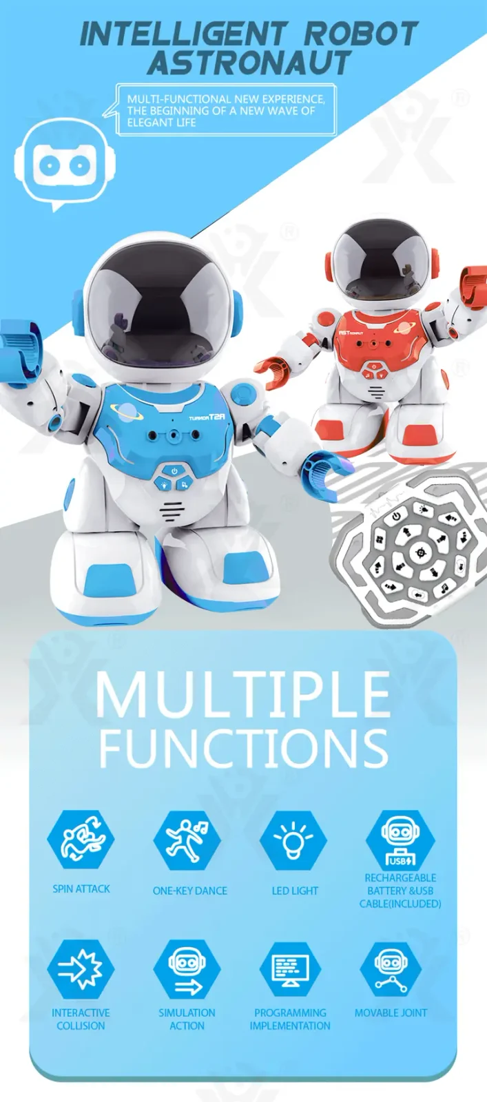 Remote Control Intelligent Companion Robot Toy (TB-4504502) — illustrated product details, panel 1