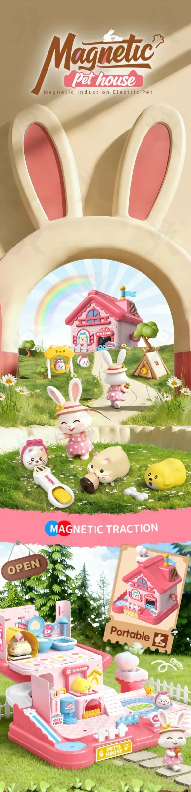 Magnetic Pet House Perfect Gift For Children (TB-5292406) — illustrated product details, panel 1