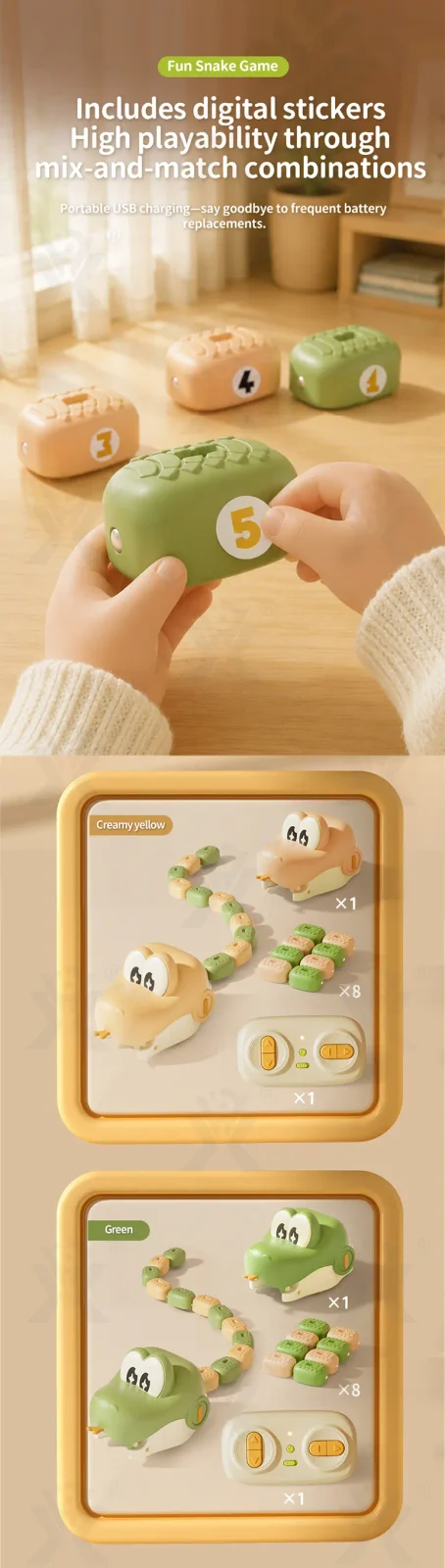 Magnetic Snake Game Toy, Remote Control Eating Snake Toys with Sound and Light-rc animal toys (TB-5324397) — illustrated product details, panel 7
