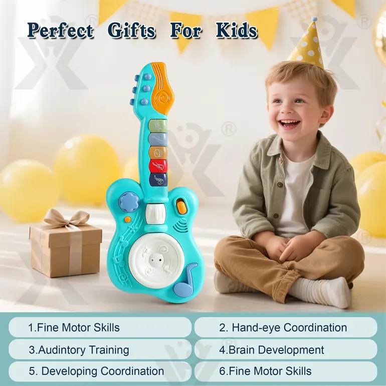 Kids’ Guitar Toys with LED Lights & Sound, Interactive Early Learning Supply (TB-4143276) — illustrated product details, panel 2