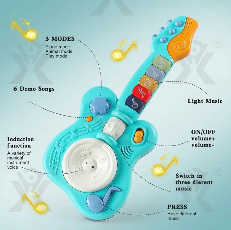 Kids’ Guitar Toys with LED Lights & Sound, Interactive Early Learning Supply (TB-4143276) — illustrated product details, panel 3