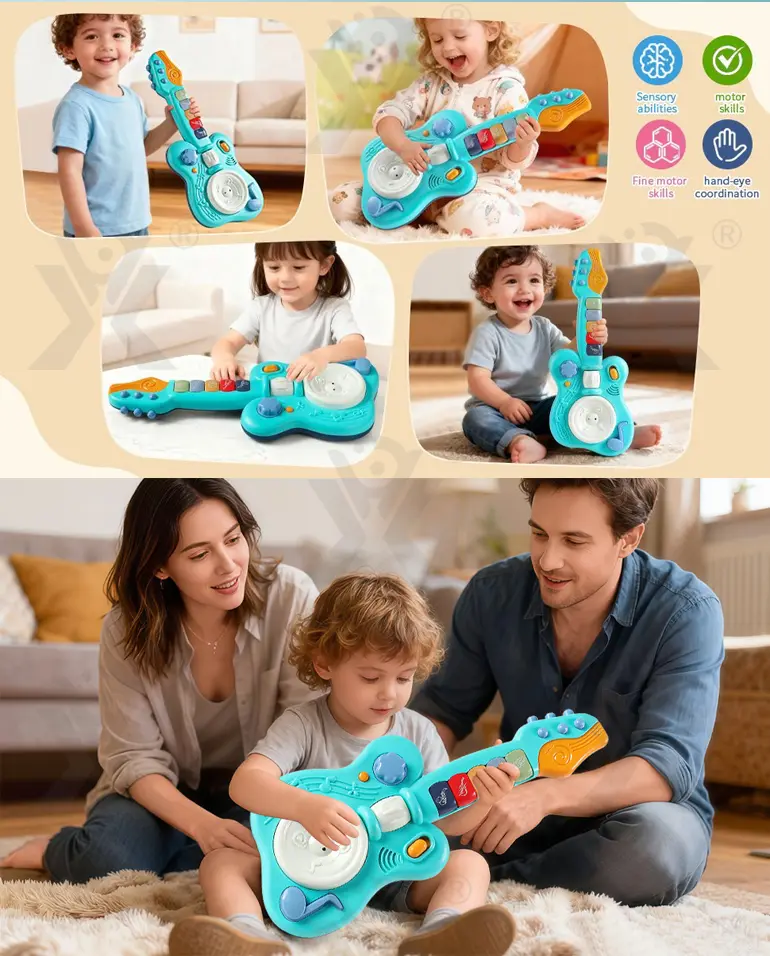 Kids’ Guitar Toys with LED Lights & Sound, Interactive Early Learning Supply (TB-4143276) — illustrated product details, panel 4