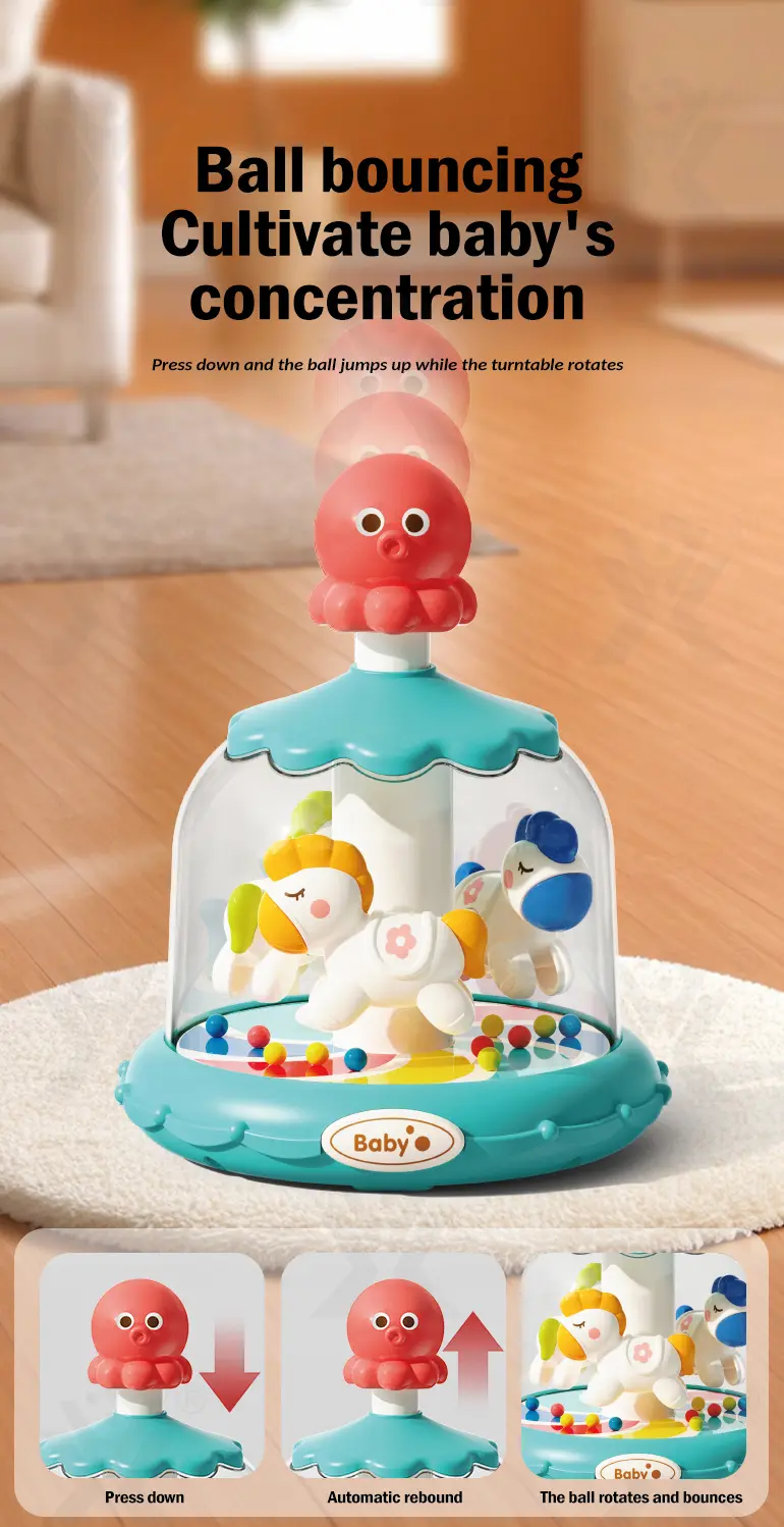 Press and Spin Carousel Toy, Baby Early Education Training (TB-5132919) — illustrated product details, panel 2