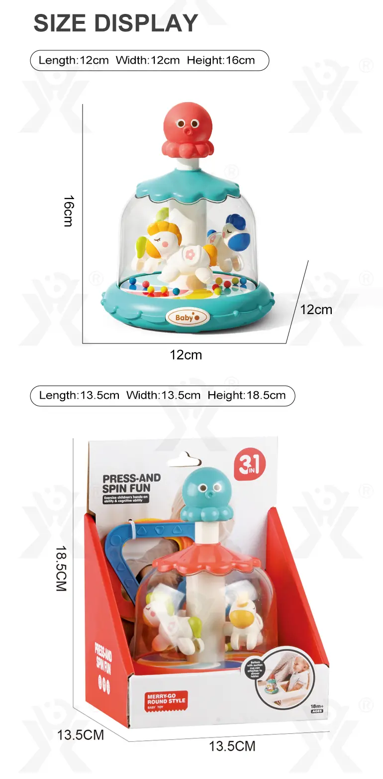 Press and Spin Carousel Toy, Baby Early Education Training (TB-5132919) — illustrated product details, panel 6