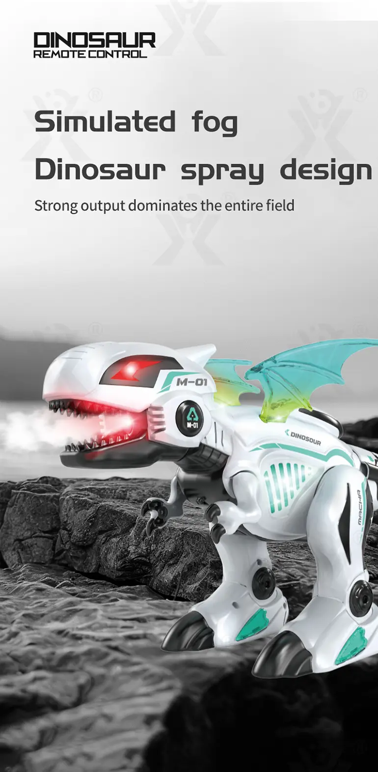 RC Multi-functional Robot Dinosaur Toy with Smoke (TB-5003514) — illustrated product details, panel 6