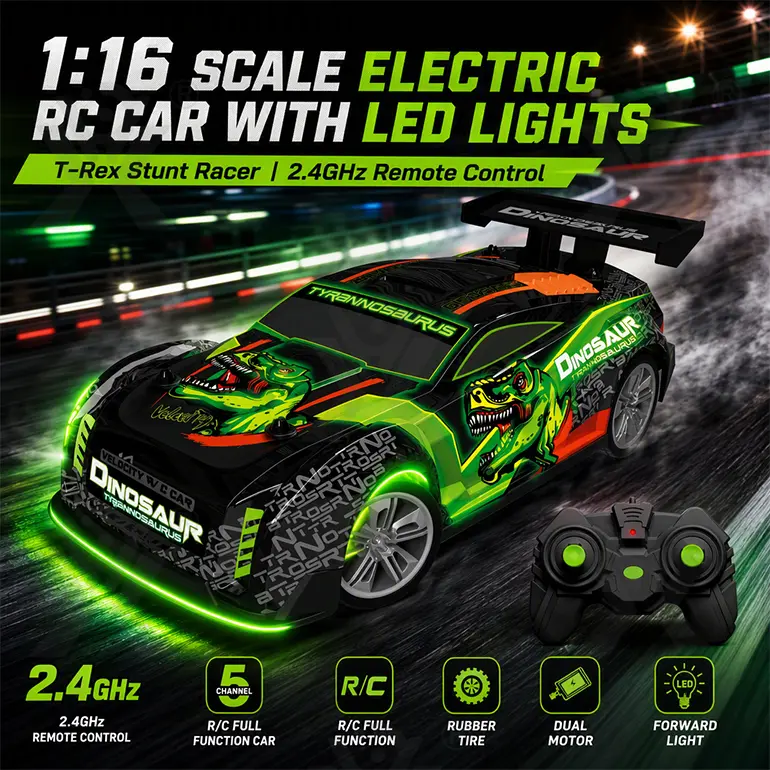 1:16 Scale RC Drift Car with Dual Motors (TB-4363246) — illustrated product details, panel 1