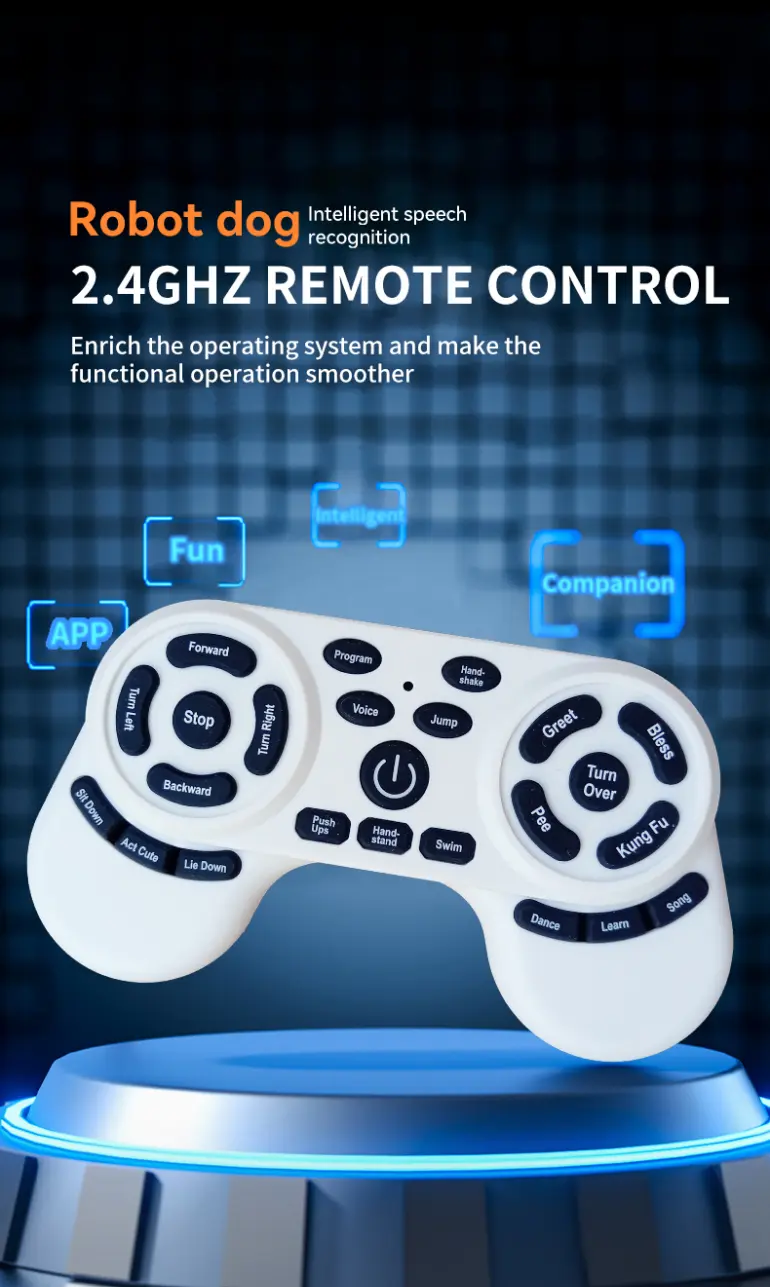 RC Smart Robot Dog Toy with Voice & App Control (TB-5105410) — illustrated product details, panel 12