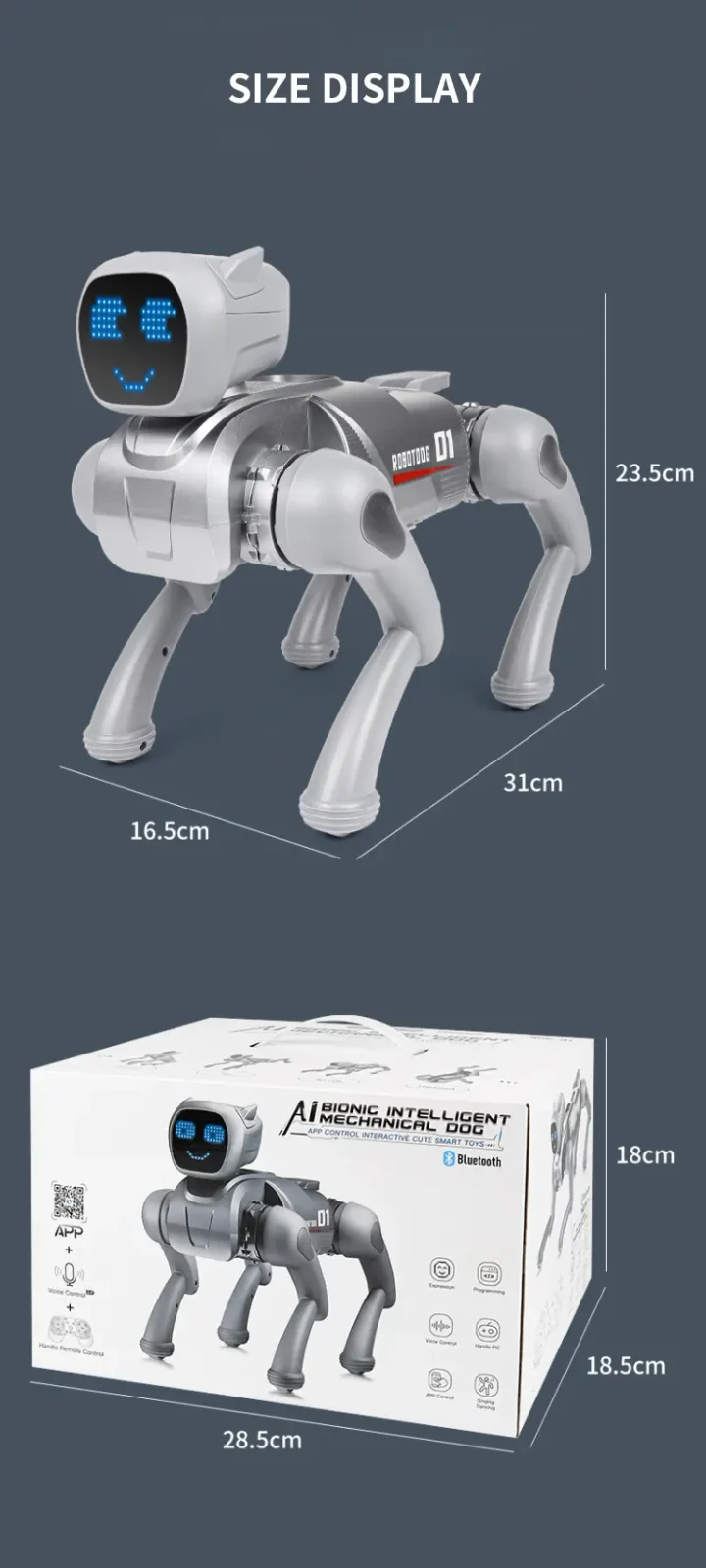 RC Smart Robot Dog Toy with Voice & App Control (TB-5105410) — illustrated product details, panel 14