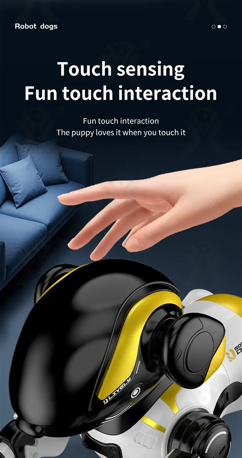 Smart Robot Dog Toy with Voice Control, Remote Control, LED Eyes, Multi-Function Interactive Pet (TB-5312892) — illustrated product details, panel 4