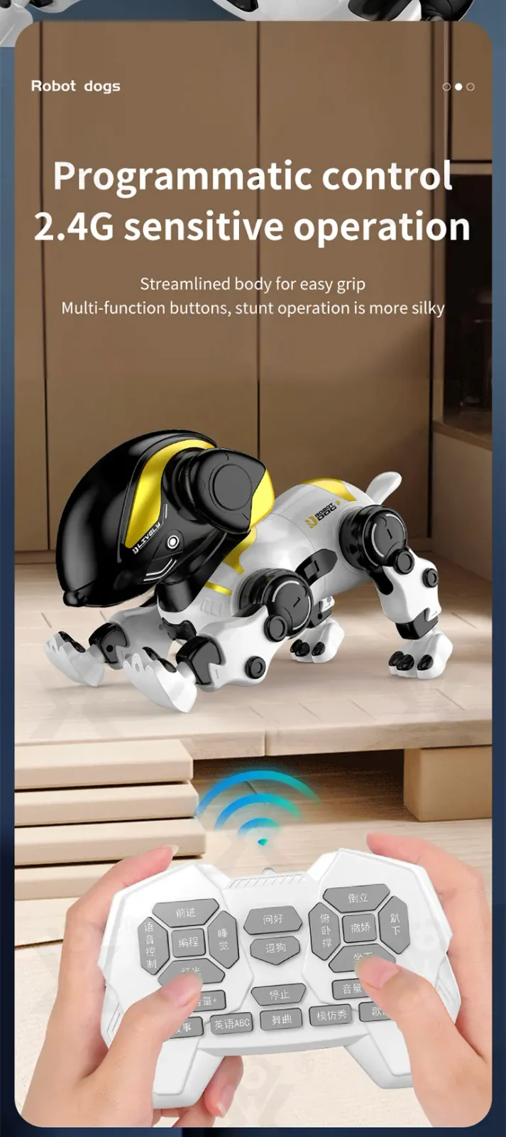 Smart Robot Dog Toy with Voice Control, Remote Control, LED Eyes, Multi-Function Interactive Pet (TB-5312892) — illustrated product details, panel 5