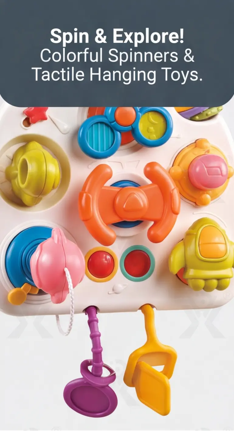 Montessori Busy Board Toys, Spinning, Sliding & Fine Motor Skill Activities Learning Toy (TB-5167837) — illustrated product details, panel 4