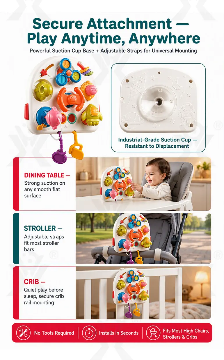 Montessori Busy Board Toys, Spinning, Sliding & Fine Motor Skill Activities Learning Toy (TB-5167837) — illustrated product details, panel 6