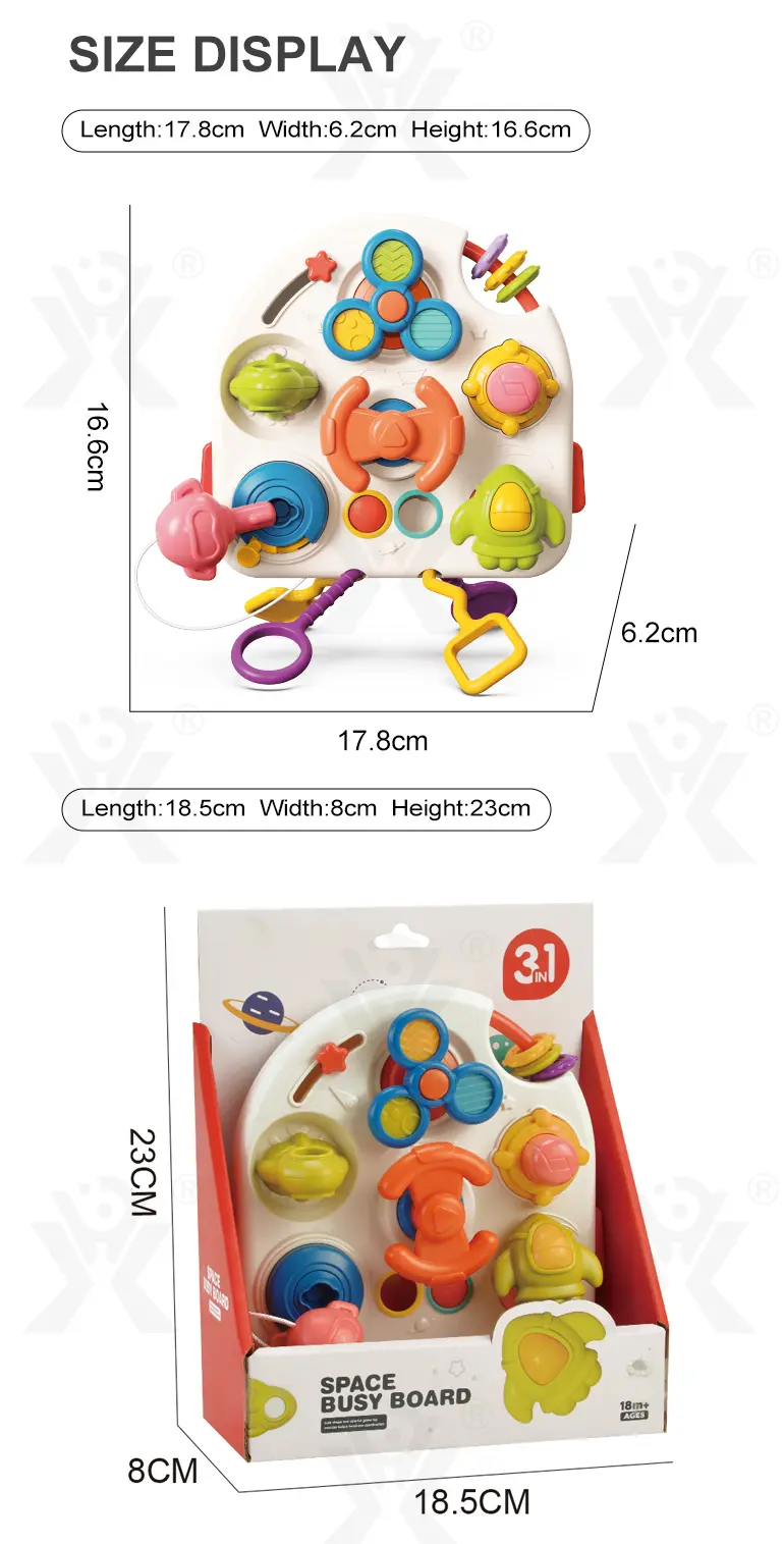 Montessori Busy Board Toys, Spinning, Sliding & Fine Motor Skill Activities Learning Toy (TB-5167837) — illustrated product details, panel 9