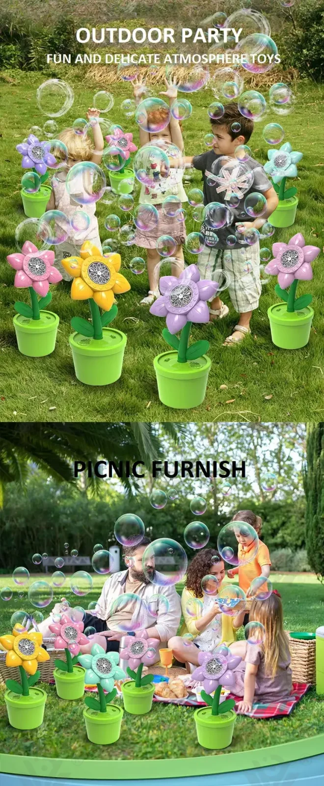 Sunflower Bubble Machine with Music & Lights for Kids (TB-4872259) — illustrated product details, panel 4