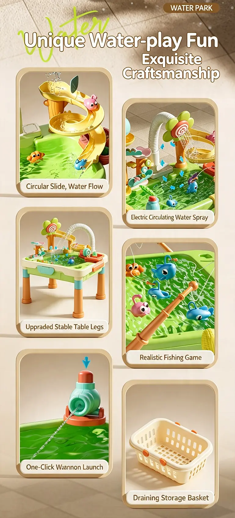 Water Table Toy, Children’s Play Sink Supply (TB-5241956) — illustrated product details, panel 2