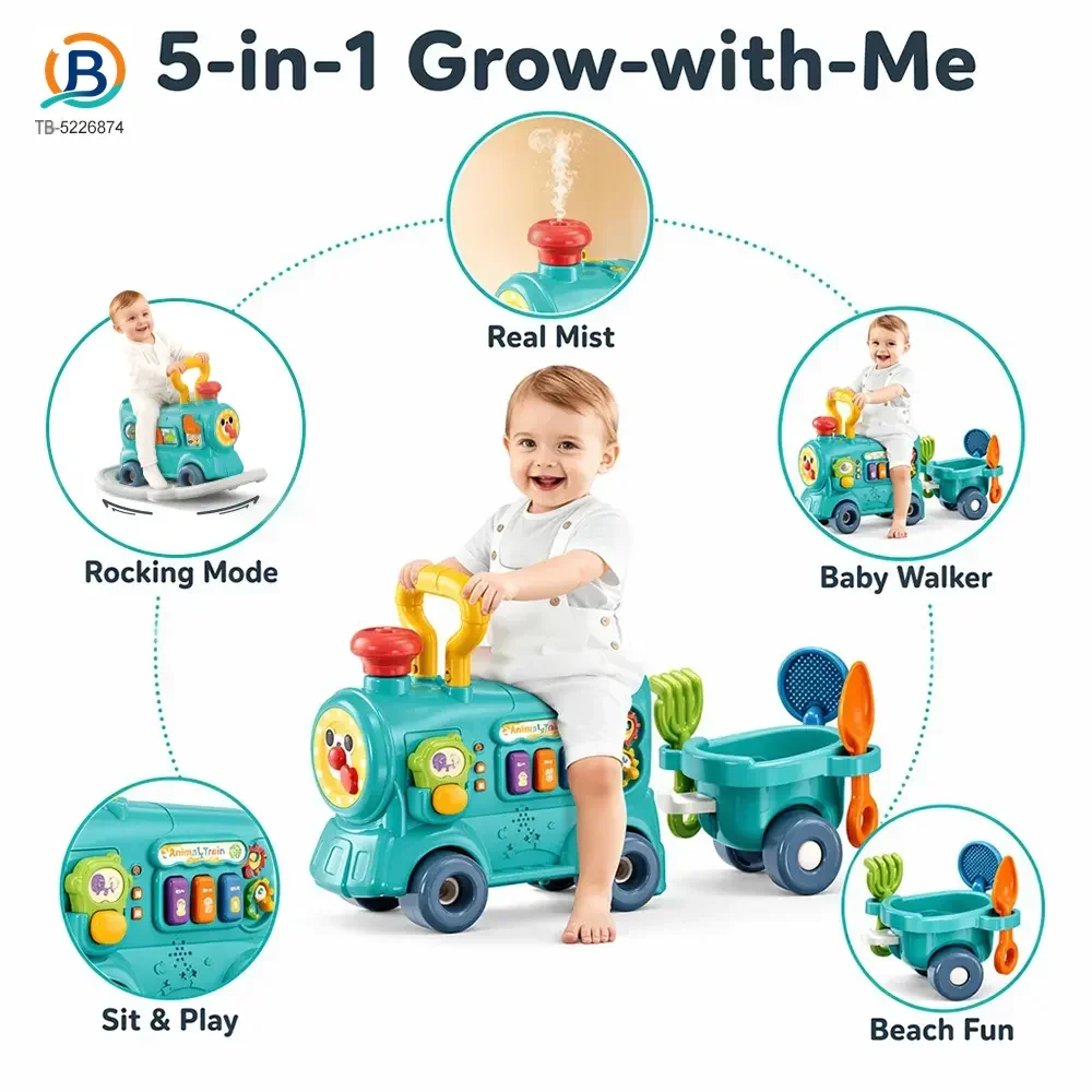Multifunctional Baby Steam Walker Train Toy, 5-in-1 Activity Ride Toy (TB-5226874) — product photograph 2