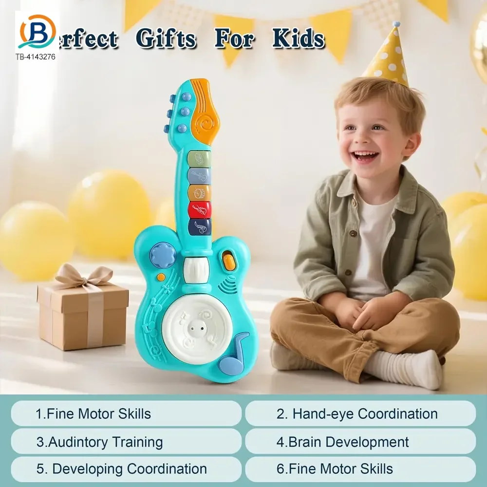 Kids’ Guitar Toys with LED Lights & Sound, Interactive Early Learning Supply (TB-4143276) — product photograph 2