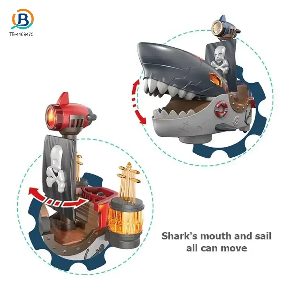Gear Mecha Shark Pirate Ship Toy, Light and Music Full Functions, Battery-Operated Educational Kids Toys (TB-4489475) — product photograph 6