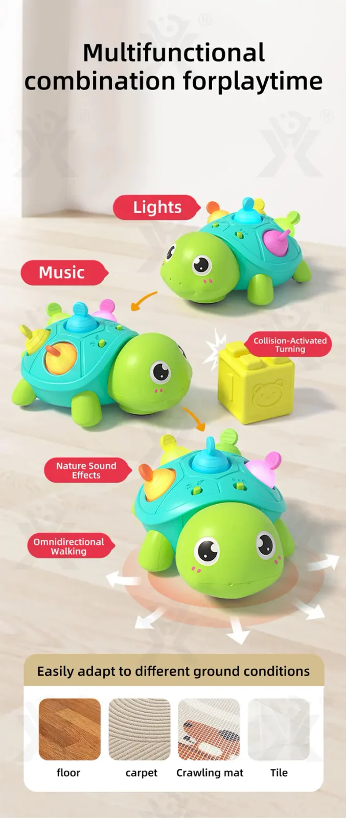 Crawling Turtle, Child-Safe Silicone (TB-5006485) — illustrated product details, panel 2