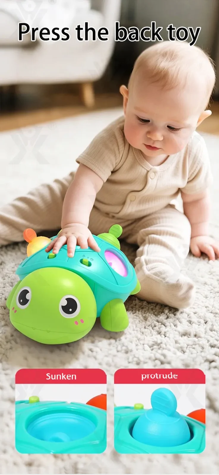 Crawling Turtle, Child-Safe Silicone (TB-5006485) — illustrated product details, panel 4