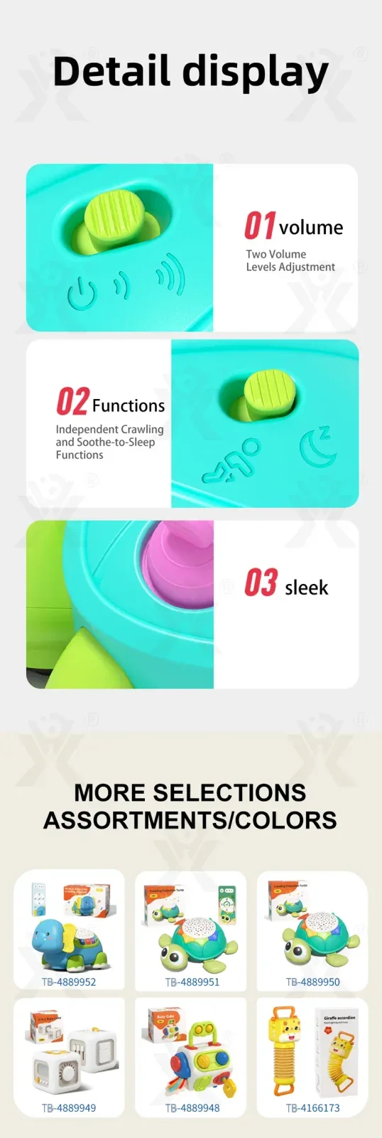 Crawling Turtle, Child-Safe Silicone (TB-5006485) — illustrated product details, panel 5