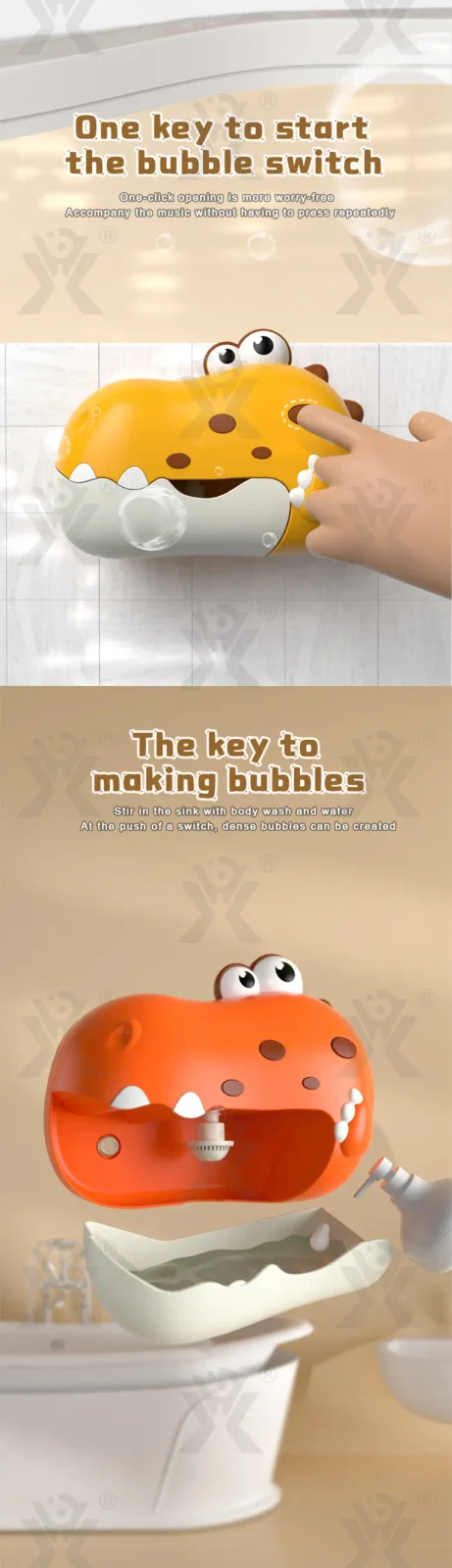 Dinosaur Bath Bubble Machine In Bulk (TB-4977404) — illustrated product details, panel 2