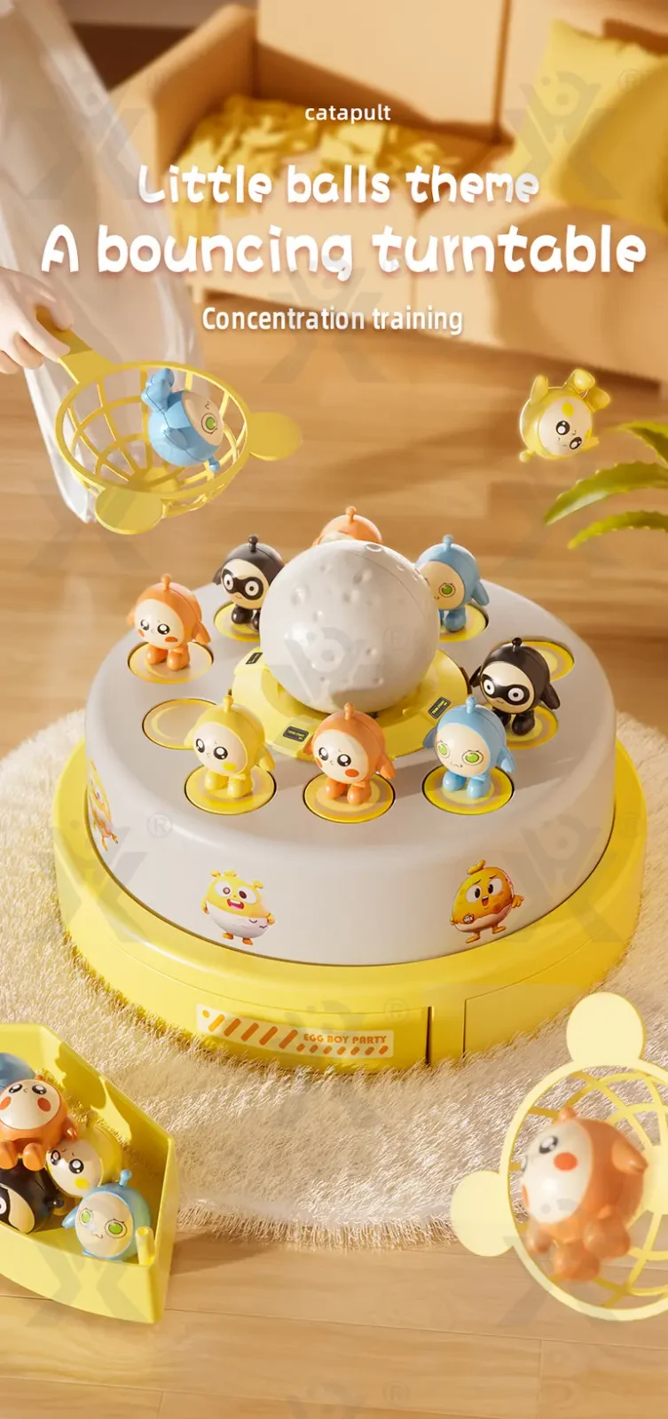 Bouncing and Catching Game Toy, Egg Party Theme (TB-4377590) — illustrated product details, panel 1
