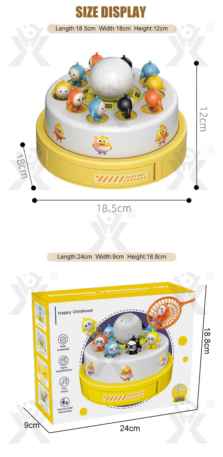 Bouncing and Catching Game Toy, Egg Party Theme (TB-4377590) — illustrated product details, panel 9