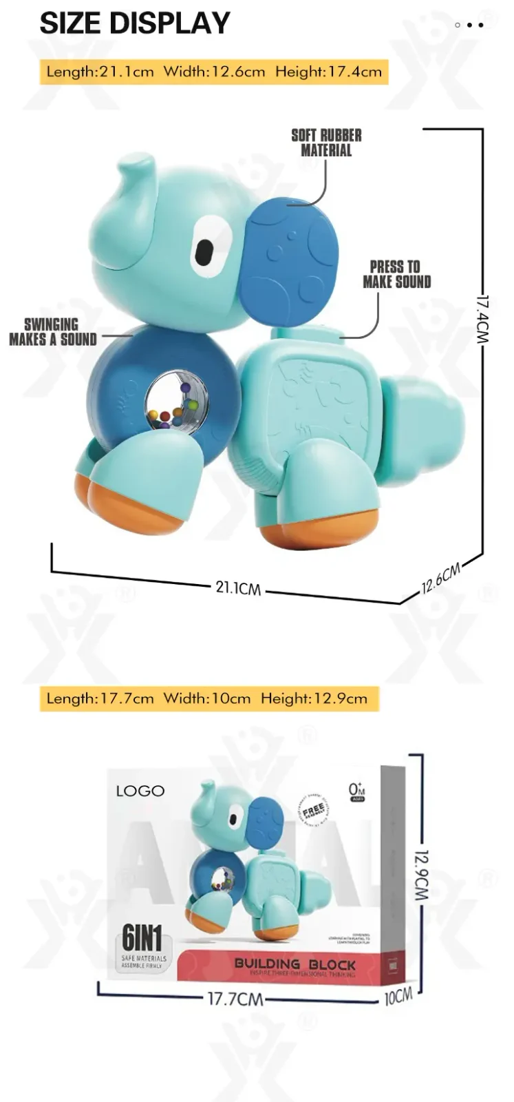 Modular Elephant Building Block (TB-4521119) — illustrated product details, panel 9